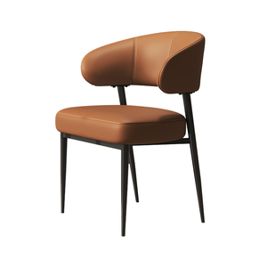 Chaise de salle à manger Pilo, moderne, en cuir capitonné avec pieds en métal, pour ameublement de maison - Product Image 1