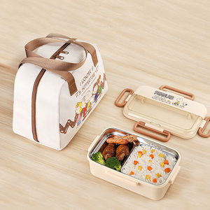 Boîte à bento Snoopys en acier inoxydable 304 avec sac isotherme, récipient à lunch étanche pour étudiants et employés de bureau - Product Image 6