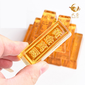 Tian Hu Imitation Gold Bar <b>Small</b> Size Yellow Crystal Ornament <b>Gift</b> For Home Decor - Product Image 1