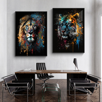 Tableau Animal Lion Tigre Art Mural Déco Affiche Impression Salon Décoration Intérieure Image HD Peinture Sans Cadre