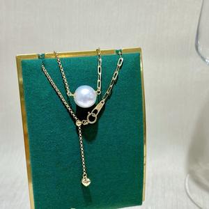 Collier pendentif en or blanc 18 carats pour femmes, nouvelle perle naturelle, simple, haut de gamme, niche, chaîne de clavicule, cadeau printemps été - Product Image 2