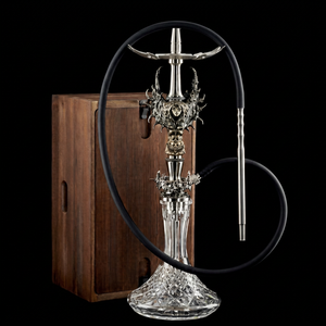 Cachimba de Lujo con Diseño de Ángel en Bronce, Base de Cristal de Acero Inoxidable AISI 304, Caja de Madera, Estilo Ruso Premium, OEM - Product Image 1