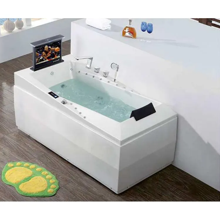 Desain Baru Putih Rectangular Kamar Mandi Bak Mandi Berdiri Bebas Bathtub Pijat