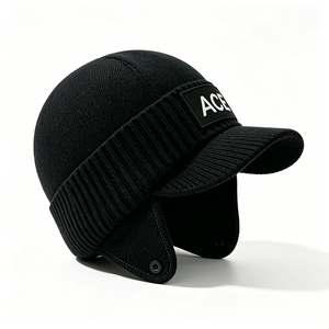 Men Winter Knit Trooper <b>Hat</b> Brim Thick Thermal Ear Flap Cap Windproof Outdoor Ski Cold Weather <b>Hat</b> Visor 100% Acrylic ACE - Product Image 5