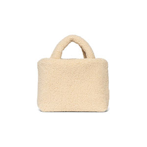 Logo personalizzato Casual Soft Fluffy <span class=keywords><strong>Ecru</strong></span> <span class=keywords><strong>Teddy</strong></span> borsa da donna da donna Tote Bag - Product Image 2