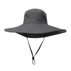 JAKIJAYI marka toptan üretim ODM OEM balıkçı baskı logosu ile UPF 50 + erkek safari güneş kova şapka