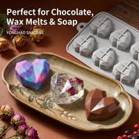 Diamant-Herzform 8-Loch Silikon-Kuchenform Flexibel BPA-frei Lebensmittelecht für Valentinstag Schokolade Bonbons Gelee Seifenherstellung DIY