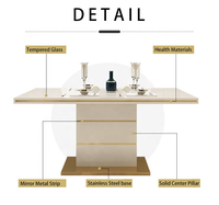 Chaises de salle à manger en cuir et ensemble de table à manger, style français moderne de luxe, table extensible, pieds en acier inoxydable, utilisation hôtelière, vente en gros