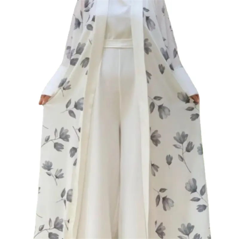 9172 Ramadan Eid Kimono et combinaison musulman Hijab Robe turquie lin ouvert Abayas pour les femmes dubaï arabe caftan Robe Islam
