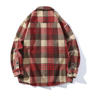Camisa a cuadros de manga larga para hombre, de franela, informal, con botones, estilo pullover, mezcla de algodón, para otoño e invierno. - Product Image 5