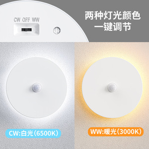 ไฟกลางคืนแบบวงกลม LED พร้อมเซ็นเซอร์ติดผนัง ชาร์จ USB ได้ ปรับความสว่างได้ ติดตั้งด้วยแม่เหล็ก สำหรับห้องนอน ทางเดิน บันได - Product Image 5