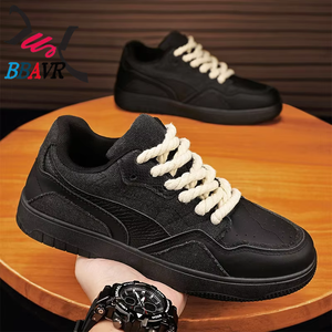 Zapatillas Deportivas Unisex con Aumento de Altura, Parte Superior de PU Artificial Transpirable, Color Negro Puro, Suela Gruesa de Goma - Product Image 6