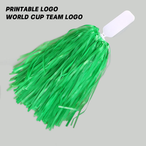Pompons de cheerleading personnalisés avec logo, plats, 25g, jaune mat, en feuille, avec poignée pour les doigts - Product Image 3