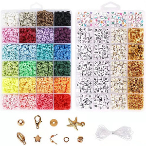 Boîte de perles en argile polymère, 3000 pièces, fournitures de fabrication de bijoux DIY, entretoises pour bracelets d'enfants, matériaux de perlage faits à la main - Product Image 1