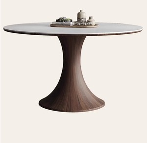 Vintage-Style Solid Oak <strong>Wood</strong> Dining <strong>Table</strong> <strong>for</strong> Small Homes French Retro Design Sintered Stone <strong>Top</strong> 6-Seater Assembly Dining - Product Image 4