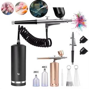 Aérographe en métal Kit de compresseur d'art d'ongle Pistolet pulvérisateur à main pour l'art d'ongle et la <span class=keywords><strong>peinture</strong></span> de gâteau Comprend un injecteur d'oxygène - Product Image 1