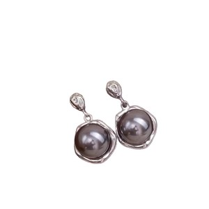 DIY 22662 Women's S925 <b>Silver</b> <b>Pearl</b> <b>Earrings</b> 9-10mm Round Beads with Empty Stand and Earnail Fashion Accessories - Product Image 5