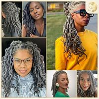 Extensions de dreadlocks faites à la main Boutique Salt Pepper 0,6 cm, 8-12 pouces, cheveux humains brésiliens Remy doux, bouclés crépus, pour tresses