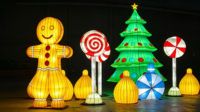 Weihnachts-Vogelscheuchenmann-Laternen-Set, LED-beleuchteter Weihnachtsbaum, leuchtende Zuckerstangen-Lichtanlage für Freizeitparks