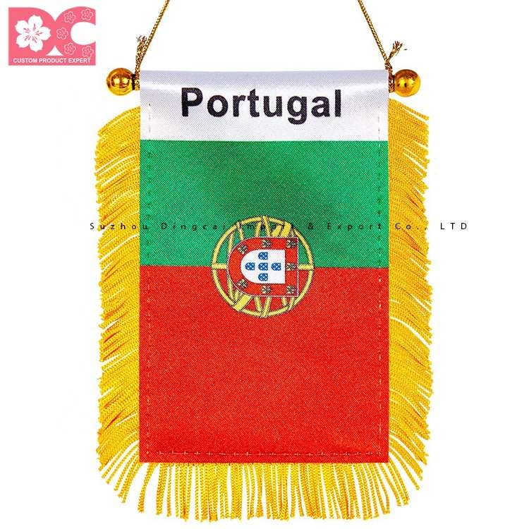 Portugal bandeira do país 2022 mundo fornecedor de fábrica copo barato mini retrovisor pennant bandeira do carro