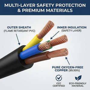 Câble flexible noir ChengtianTai RVV à âme en cuivre, isolation/<span class=keywords><strong>gaine</strong></span> en PVC, 300/500V, 2 AWG - Product Image 1