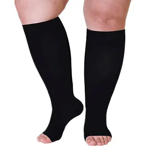 Calcetines de nailon para venas varicosas médicas graduadas de talla grande, medias de compresión negras para venas varicosas, calcetines de 20 30mmHg