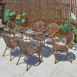 2023 giá tốt nhất đồ nội thất ngoài trời Bistro Patio bên bàn và ghế wicker mây bàn ăn đặt mây vườn CHA - Product Image 2
