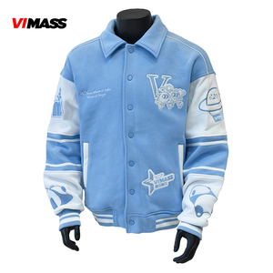 Veste de baseball tendance pour <span class=keywords><strong>homme</strong></span>, bleu, surdimensionnée, coupe ample, style streetwear, vêtement de tous les jours, tendance, vente chaude, personnalisable - Product Image 2