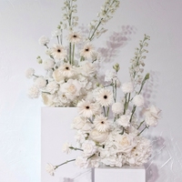 Centres de table de mariage en roses blanches au toucher réel, arrangement floral artificiel blanc et vert, décoration de la maison, décoration de table de mariage