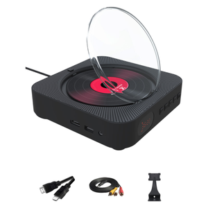 Reproductor de CD Portátil Redondo de Tela con Pantalla LCD, Altavoces Estéreo Dobles, Puerto USB/AUX, Equipo de Música de Pared - Product Image 3