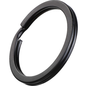 Anneau porte-clés plat noir de 25 mm et 30 mm en acier inoxydable électroplaqué robuste avec mousqueton et accessoires - Product Image 5