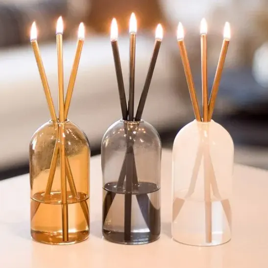 C & H regalo di moda senza fumo vaso di lusso per natività artigianale per candela candela eterna con Set regalo di candele in tubo di metallo olio indoor