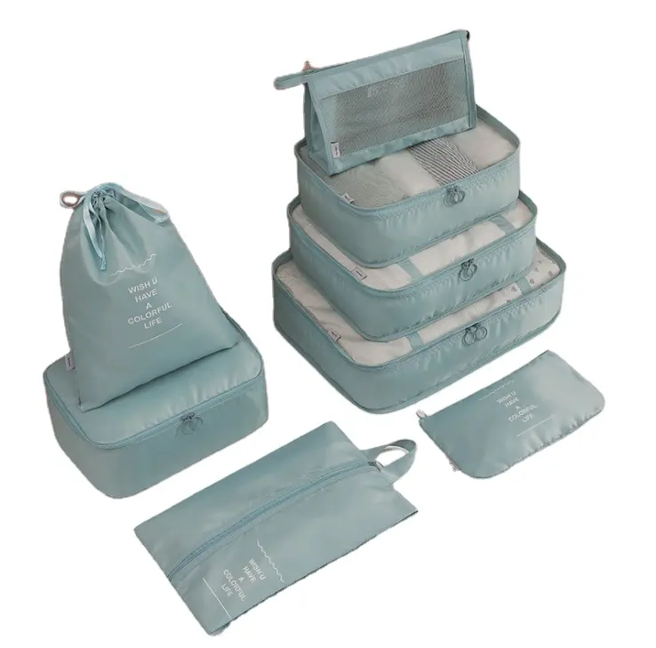 Customized Lightweight Travel Luggage Organizer Bags 7 pcs Packing Cubes Travel bag Set with Laundry Shoe Bag