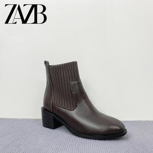 Otoño nuevos zapatos <span class=keywords><strong>de</strong></span> mujer <span class=keywords><strong>vino</strong></span> rojo suela gruesa cintura alta elástico botas desnudas botas cortas - Product Image 4