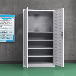 Double Door <b>Tool</b> <b>Cabinet</b> 180cm Height With Pegboard Factory Workshop <b>Storage</b> Steel <b>Cabinet</b> Keyed Locking System - Product Image 1