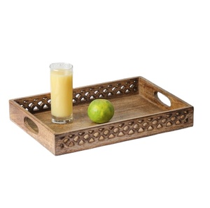 Juego de bandejas de madera para servir café y comida, diseño antiguo, hecho con Mango, para el hogar y restaurante, utiliza los mejores precios, de la India - Product Image 1