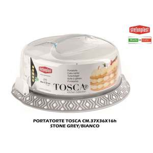 Soporte para Tartas Stefanplast Tosca Gris Piedra Blanco y Azul Palacio Blanco - Product Image 1
