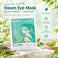 Masque oculaire chauffant jetable en coton parfumé au thé vert, personnalisable avec logo, marque privée, pour sommeil et soin des yeux SPA