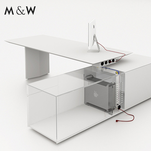 Mesa de oficina ejecutiva moderna M & W, <span class=keywords><strong>pintura</strong></span> de <span class=keywords><strong>chapa</strong></span> en forma de L, escritorio de gerente Boss CEO, estilo de Panel de madera - Product Image 5