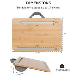 Table Portable en bois de bambou, genou ordinateur Portable bureau laptop <span class=keywords><strong>plateau</strong></span> avec coussin support tablette téléphone - Product Image 2