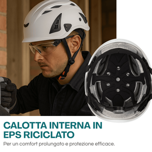 Casco di sicurezza bianco certificato EN397 con fascia regolabile per l'arrampicata - Product Image 5
