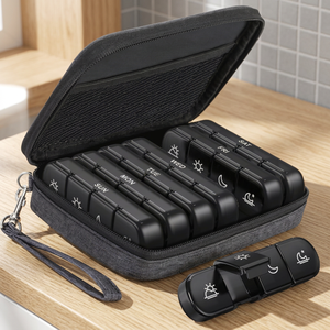 <b>Pill</b> Organizer <b>Box</b>-Portable Mini <b>7</b>-<b>Day</b> 28 Compartment BPA-Free PP & ABS <b>Pill</b> Case for Travel - Product Image 2
