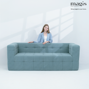 Sofá Cama Compacto con Muelles Ensacados Independientes, Tela Crema Moderna, Diseño Modular Seccional Tipo Bloque de Tofu, Rectangular, Soporte ODM OEM - Product Image 5