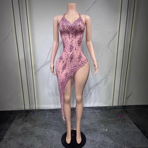 Vestido de Noite Feminino de Luxo 2026 com Decote V e Strass Brilhantes, Transparente em Tule, Roupa Sexy para Festas e Celebrações - Product Image 2