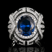 Fabrieksdirecte verkoop Art Deco ovale multi-kleurige edelsteen halo statement ring 18K verguld luxe