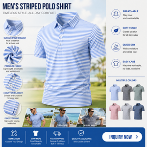 Camiseta Polo a Rayas para Hombre OEM, Multicolor, Manga Corta, Informal, de Verano, para Golf, con Logotipo Personalizado - Product Image 2