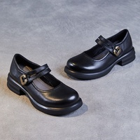 Chaussures plates Mary Jane pour femmes en cuir véritable de haute qualité, à enfiler, coupe basse, semelle en caoutchouc, légères, printemps/été