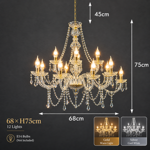 Lampadario di Lusso in Acrilico e Ferro Dorato per Matrimoni, Hotel, Club e Sale Banchetti, 12 Luci LED, Decorazione Moderna ed Elegante - Product Image 1