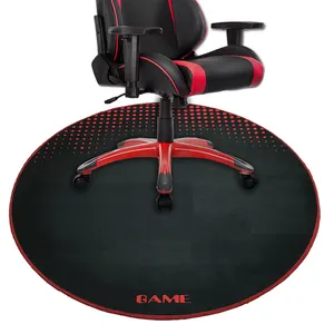 Tapis de chaise de jeu à motif noir rouge personnalisé pour la protection du sol au bureau et à la maison