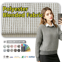 Tela de mezcla de poliéster con tarjeta de color gratis, tela de Tweed elástica transpirable personalizable para vestidos elegantes de mujer, chaquetas